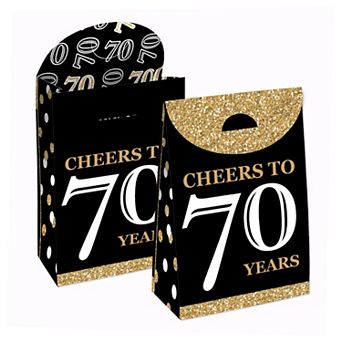 Big Dot Of Happiness Adult 70th Birthday - Gold Gift Favor Bags - Party Goodie Boxes 12 ct