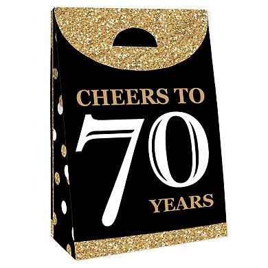 Big Dot Of Happiness Adult 70th Birthday - Gold Gift Favor Bags - Party Goodie Boxes 12 Ct
