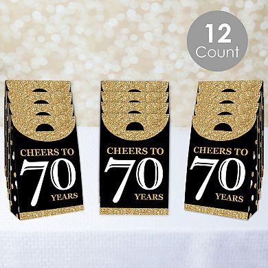 Big Dot Of Happiness Adult 70th Birthday - Gold Gift Favor Bags - Party Goodie Boxes 12 Ct