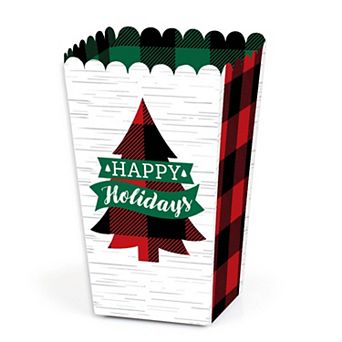 Big Dot Of Happiness Holiday Plaid Trees - Christmas Party Favor Popcorn Treat Boxes - 12 ct