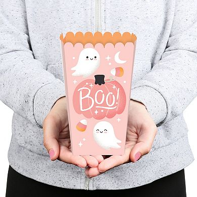 Big Dot Of Happiness Pastel Halloween - Pink Pumpkin Party Favor Popcorn Treat Boxes - Set Of 12