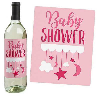Big Dot Of Happiness It's A Girl - Pink Baby Shower Decor - Wine Bottle Label Stickers - 4 Ct