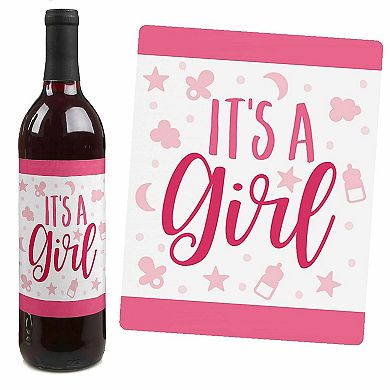 Big Dot Of Happiness It's A Girl - Pink Baby Shower Decor - Wine Bottle Label Stickers - 4 Ct