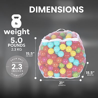 Balancefrom Fitness 2.3 In Crush Proof Play Pit Balls W/ Storage Bag, Multicolor