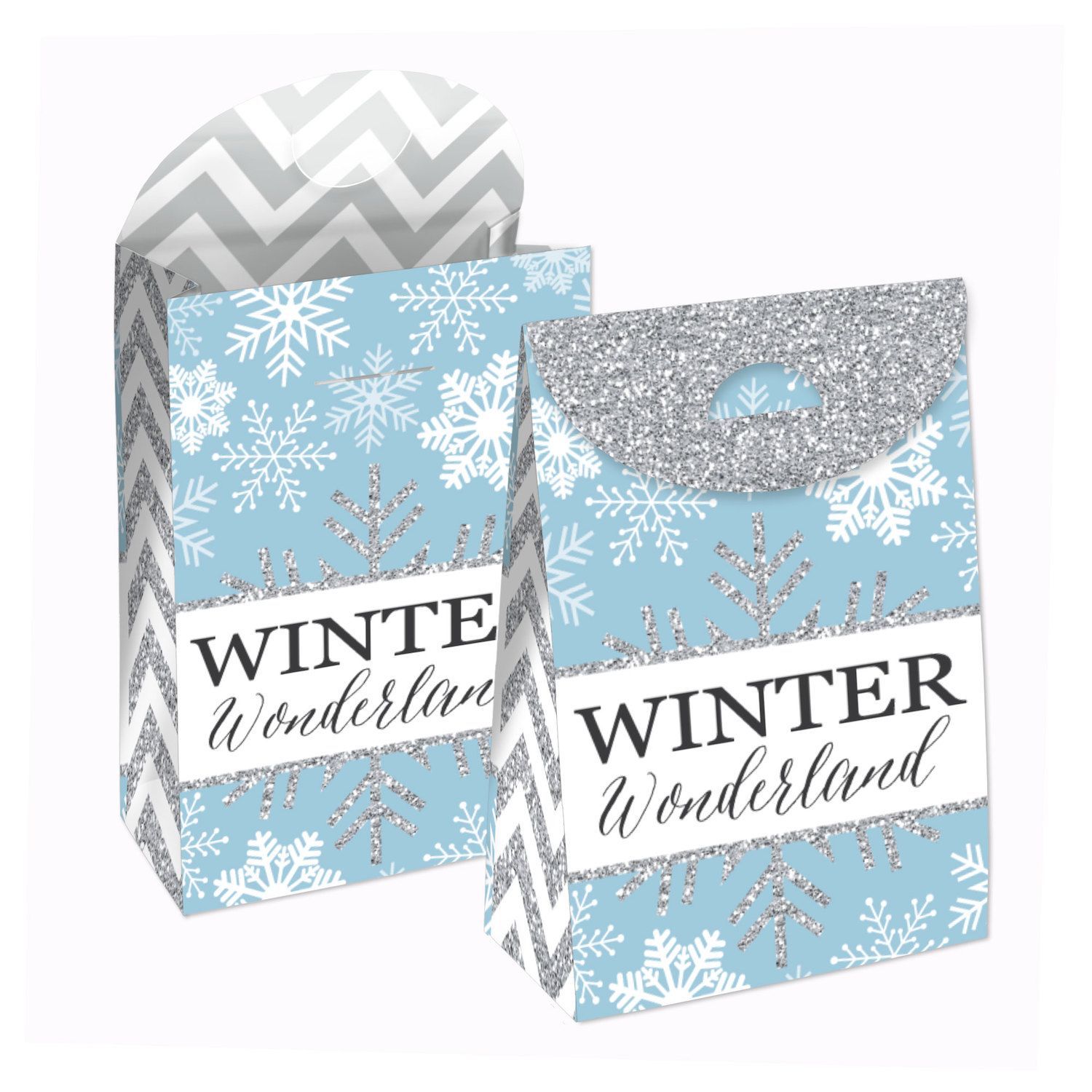 Big Dot Of Happiness Blue Snowflakes - Winter Holiday Party Favor Popcorn  Treat Boxes - Set of 12