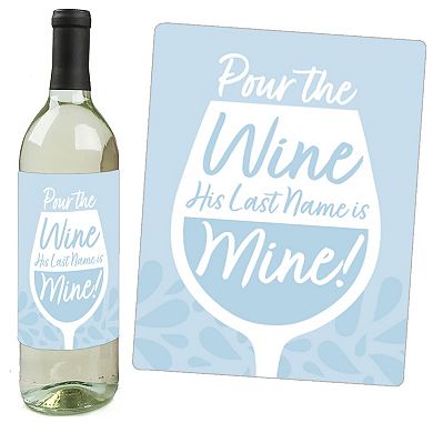 Big Dot Of Happiness Dusty Blue Elegantly Simple Party Favors Wine Bottle Label Stickers 4 Ct