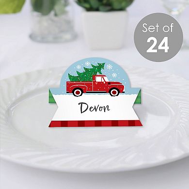 Big Dot Of Happiness Merry Little Christmas Tree Buffet Table Setting Name Place Cards 24 Ct