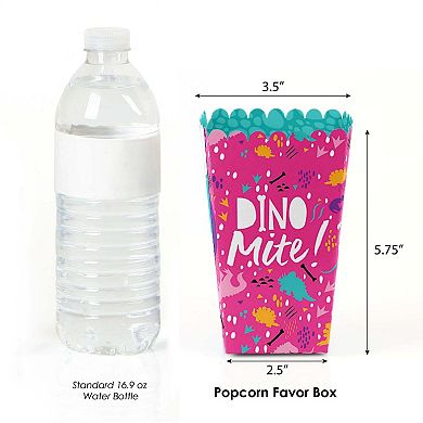 Big Dot Of Happiness Roar Dinosaur Girl Baby Shower Birthday Favor Popcorn Treat Boxes 12 Ct