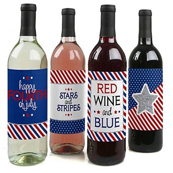 Big Dot Of Happiness 4th Of July - Independence Day Decor - Wine Bottle Label Stickers - 4 ct