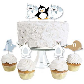 Big Dot Of Happiness Arctic Polar Animals Cupcake Toppers Winter Clear Treat Picks 24 ct