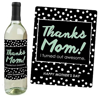 Big Dot Of Happiness Best Mom Ever - Mother's Day Gift - Wine Bottle Label Stickers 4 Ct