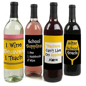 Big Dot Of Happiness Best Teacher Gift Appreciation Christmas Wine Bottle Label Stickers 4 ct