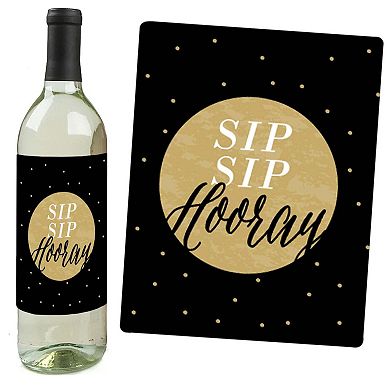 Big Dot Of Happiness Best Day Ever - Congratulations Gift - Wine Bottle Label Stickers - 4 Ct
