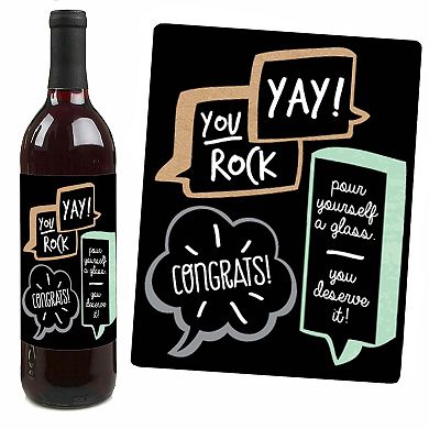 Big Dot Of Happiness Best Day Ever - Congratulations Gift - Wine Bottle Label Stickers - 4 Ct