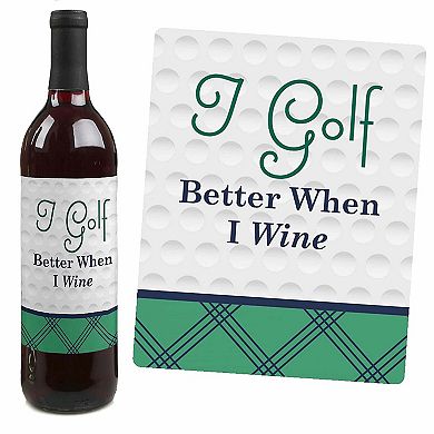 Big Dot Of Happiness Par-tee Time - Golf - Party Gift - Wine Bottle Label Stickers - 4 Ct