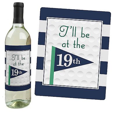 Big Dot Of Happiness Par-tee Time - Golf - Party Gift - Wine Bottle Label Stickers - 4 Ct