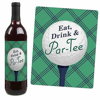 Big Dot Of Happiness Par-tee Time - Golf - Party Gift - Wine Bottle Label Stickers - 4 Ct