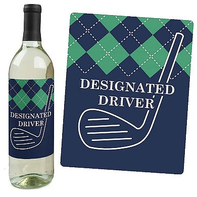 Big Dot Of Happiness Par-tee Time - Golf - Party Gift - Wine Bottle Label Stickers - 4 Ct