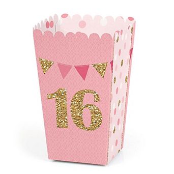 Big Dot Of Happiness Sweet 16 - 16th Birthday Party Favor Popcorn Treat Boxes - Set Of 12