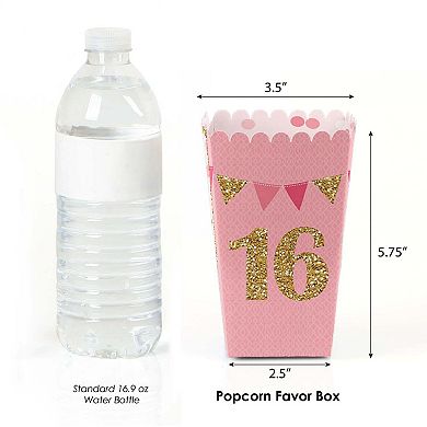 Big Dot Of Happiness Sweet 16 - 16th Birthday Party Favor Popcorn Treat Boxes - Set Of 12