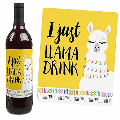 Big Dot Of Happiness Whole Llama Fun Llama Fiesta Party Decor Wine Bottle Label Stickers 4 Ct