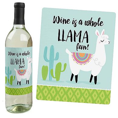 Big Dot Of Happiness Whole Llama Fun Llama Fiesta Party Decor Wine Bottle Label Stickers 4 Ct