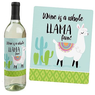 Big Dot Of Happiness Whole Llama Fun Llama Fiesta Party Decor Wine Bottle Label Stickers 4 Ct