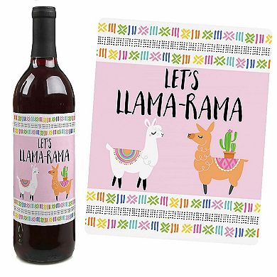 Big Dot Of Happiness Whole Llama Fun Llama Fiesta Party Decor Wine Bottle Label Stickers 4 Ct