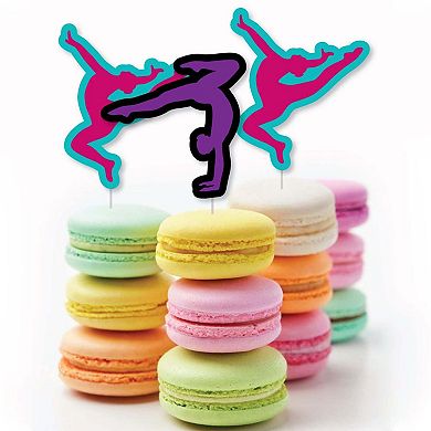 Big Dot Of Happiness Tumble, Flip & Twirl Gymnastics Dessert Cupcake Topper Treat Picks 24 Ct