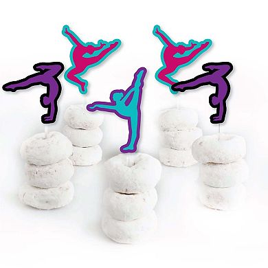 Big Dot Of Happiness Tumble, Flip & Twirl Gymnastics Dessert Cupcake Topper Treat Picks 24 Ct
