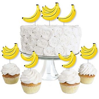 Big Dot Of Happiness Let's Go Bananas Dessert Cupcake Topper Tropical Clear Treat Picks 24 ct