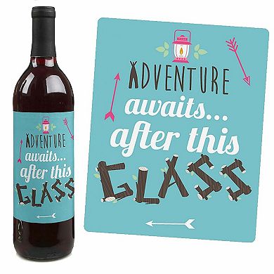 Big Dot Of Happiness Let's Go Glamping Camp Glamp Party Decor Wine Bottle Label Stickers 4 Ct