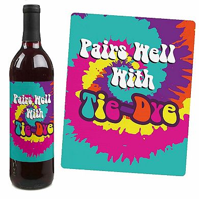 Big Dot Of Happiness 60's Hippie - 1960s Groovy Party Decor - Wine Bottle Label Stickers 4 Ct