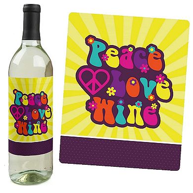 Big Dot Of Happiness 60's Hippie - 1960s Groovy Party Decor - Wine Bottle Label Stickers 4 Ct