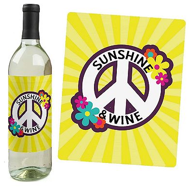Big Dot Of Happiness 60's Hippie - 1960s Groovy Party Decor - Wine Bottle Label Stickers 4 Ct