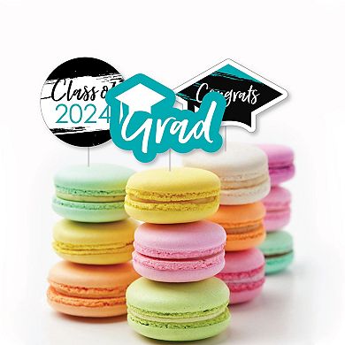 Big Dot Of Happiness Teal Grad Best Is Yet To Come - Cupcake Toppers 2024 Treat Picks 24 Ct