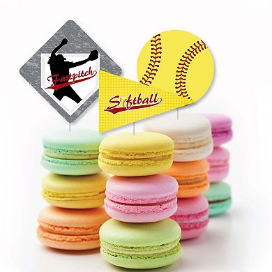 Big Dot Of Happiness Grand Slam Fastpitch Softball Dessert Cupcake Toppers Treat Picks 24 Ct