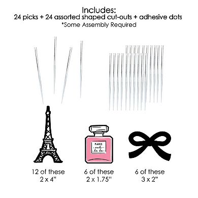 Big Dot Of Happiness Paris, Ooh La La Cupcake Toppers Paris Party Clear Treat Picks 24 Ct