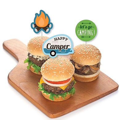 Big Dot Of Happiness Happy Camper - Cupcake Toppers Camping Party Clear Treat Picks - 24 Ct