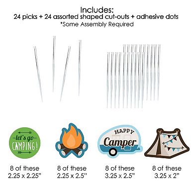 Big Dot Of Happiness Happy Camper - Cupcake Toppers Camping Party Clear Treat Picks - 24 Ct