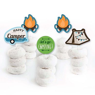 Big Dot Of Happiness Happy Camper - Cupcake Toppers Camping Party Clear Treat Picks - 24 Ct