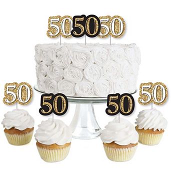 Big Dot Of Happiness Adult 50th Birthday Gold Dessert Cupcake Toppers Clear Treat Picks 24 ct