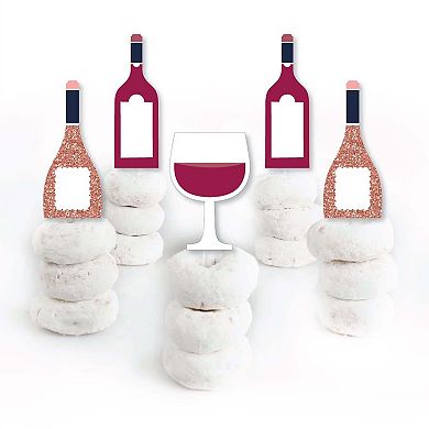 Big Dot Of Happiness But First, Wine Cupcake Toppers Wine Tasting Clear Treat Picks 24 Ct