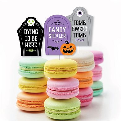 Big Dot Of Happiness Cute And Colorful Tombstones Halloween Party Clear Treat Picks 24 Ct
