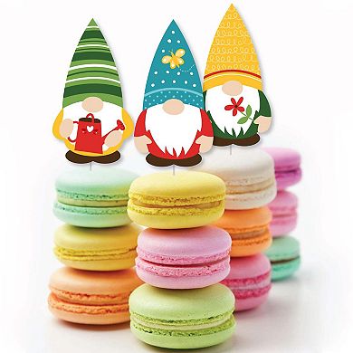 Big Dot Of Happiness Garden Gnomes - Dessert Cupcake Toppers - Party Clear Treat Picks 24 Ct