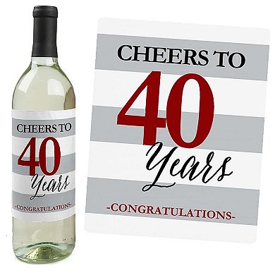 Big Dot Of Happiness We Still Do - 40th Wedding Anniversary Wine Bottle Label Stickers 4 Ct