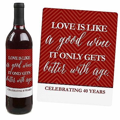 Big Dot Of Happiness We Still Do - 40th Wedding Anniversary Wine Bottle Label Stickers 4 Ct