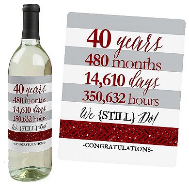 Big Dot Of Happiness We Still Do - 40th Wedding Anniversary Wine Bottle Label Stickers 4 Ct