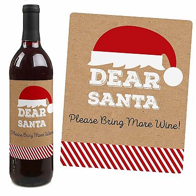 Big Dot Of Happiness Funny Jolly Santa Claus Christmas Party Wine Bottle Label Stickers 4 Ct