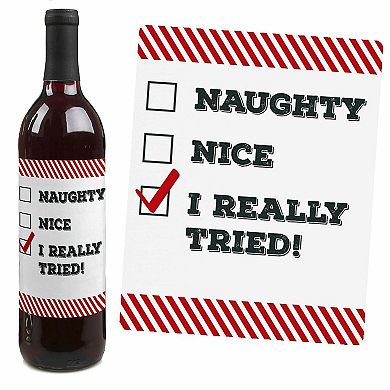 Big Dot Of Happiness Funny Jolly Santa Claus Christmas Party Wine Bottle Label Stickers 4 Ct